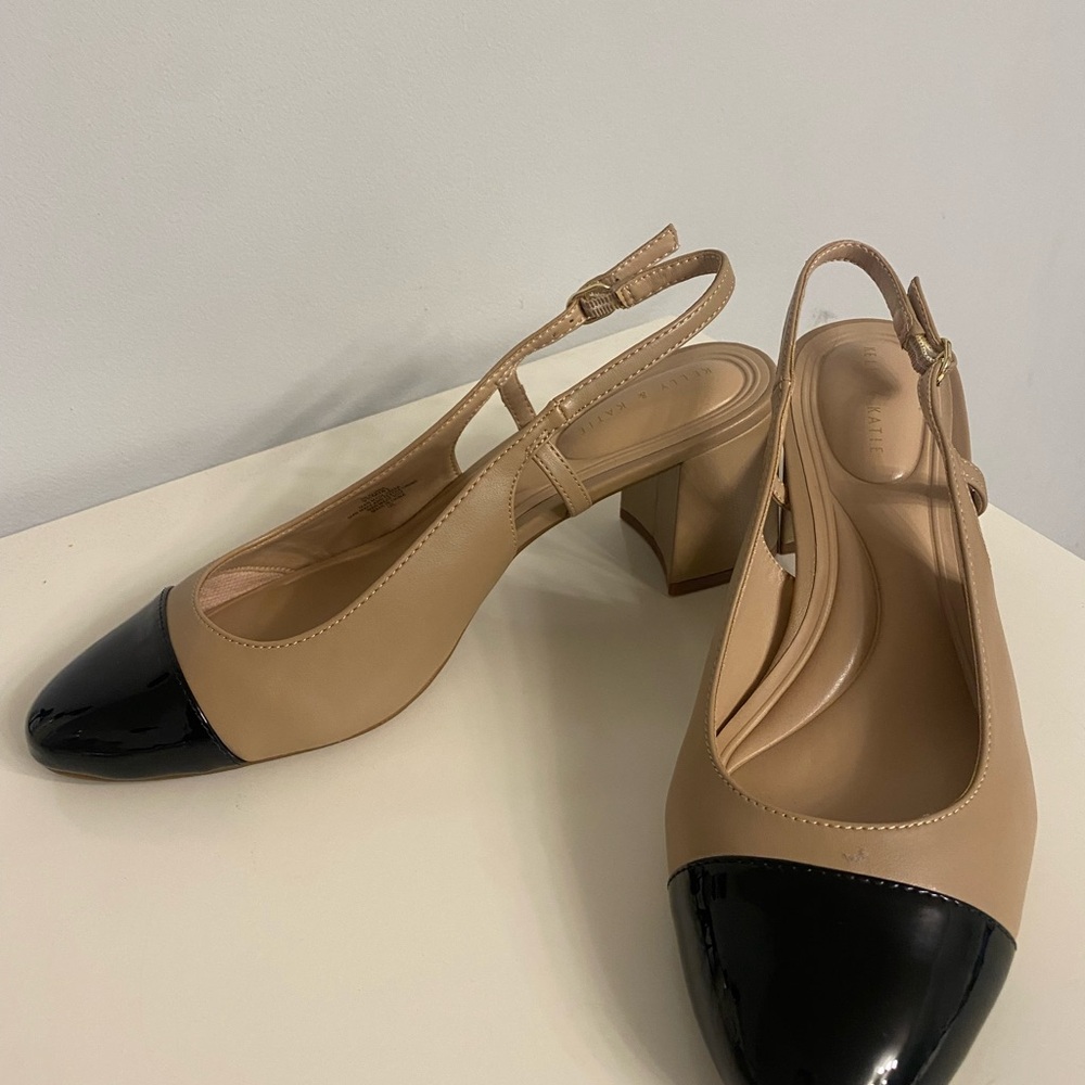 BNWT Kelly & Katie Tan and Black Slingback Heels